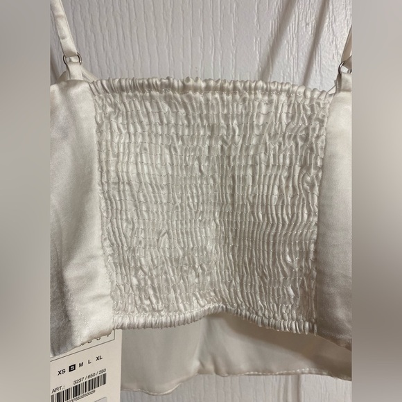NWT Zara Corset Cropped Faux Satin White Fancy Summer Party Tank Top Size Small - Picture 10 of 14